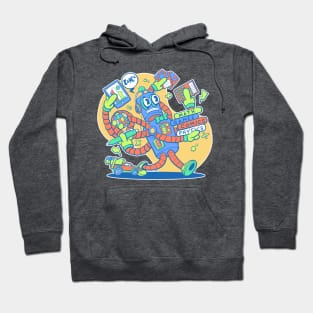 Retro Colorful Robot Nerd Hoodie